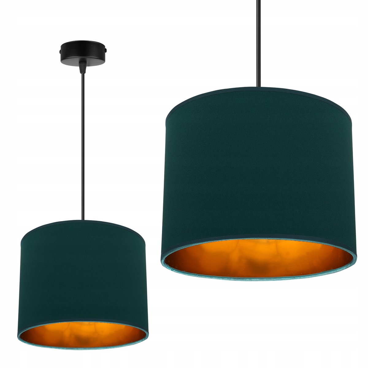 Hanglamp Kap 2085/1/20 met stoffen kap, goudkleurig accent