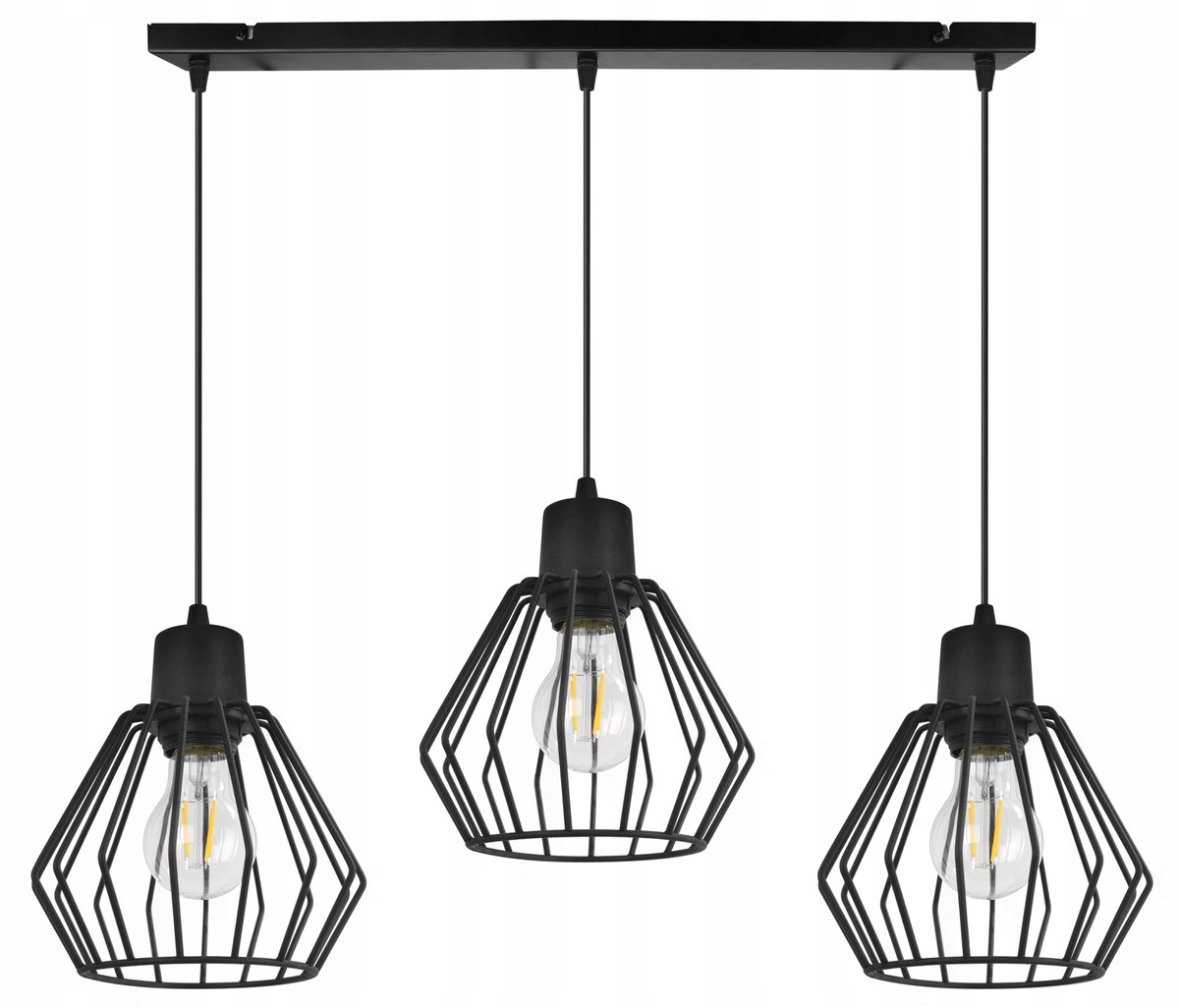 Moderne Zwarte Hanglamp Loft 3-lichts boven eettafel