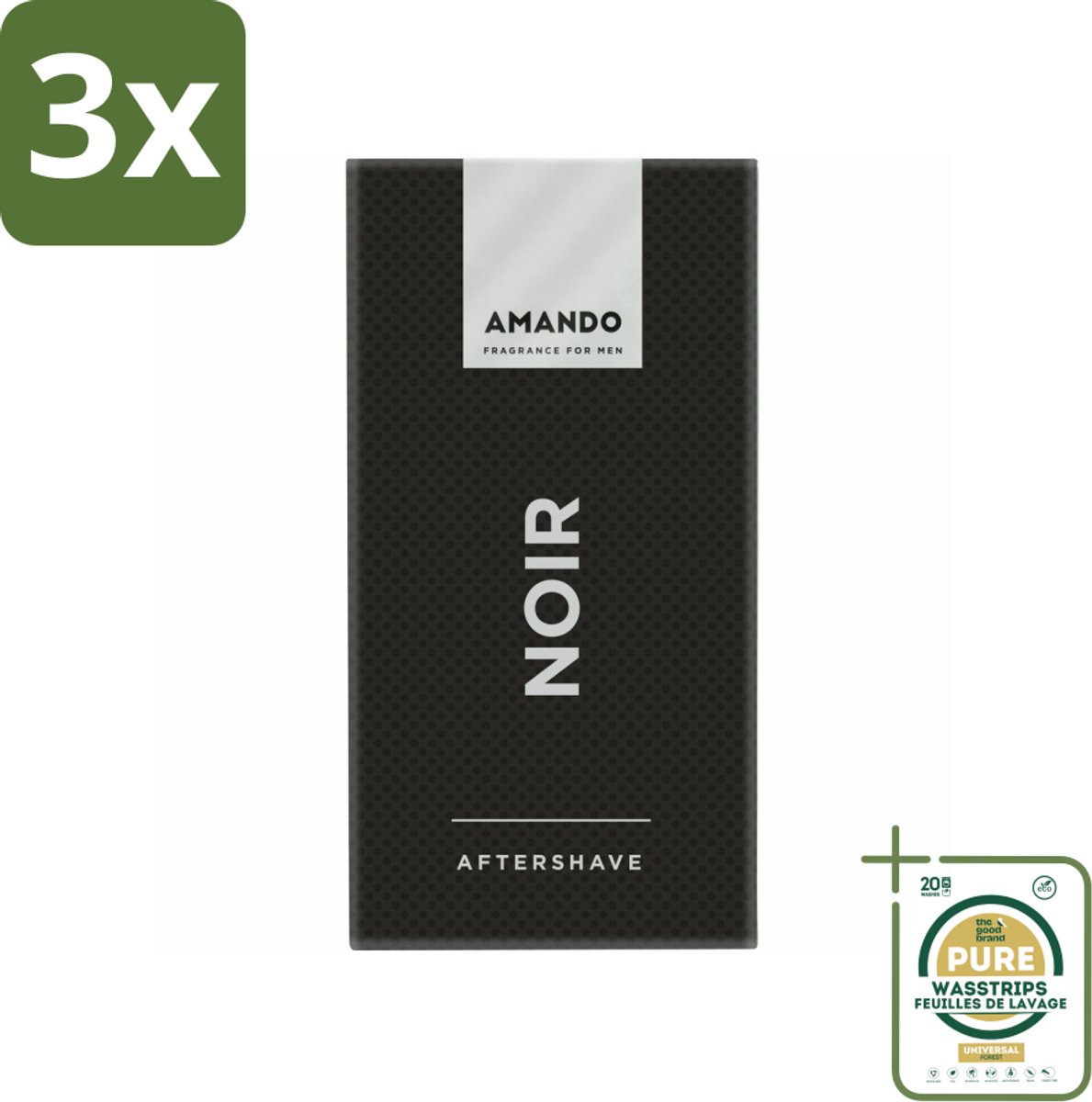 3 x Amando Noir Aftershave 50 ml - Grootverpakking - Aftershave - Aftershave Voor Mannen - Scheren - Huid Verzorging - Scheren Na