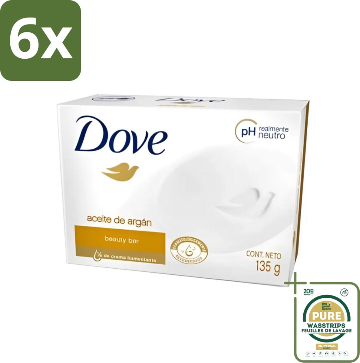 Dove - Zeep - Arganolie - Verzorgend en hydraterend - 135 g - Voordeelverpakking - 6 stuks - Hydratatie - Huid verzorging