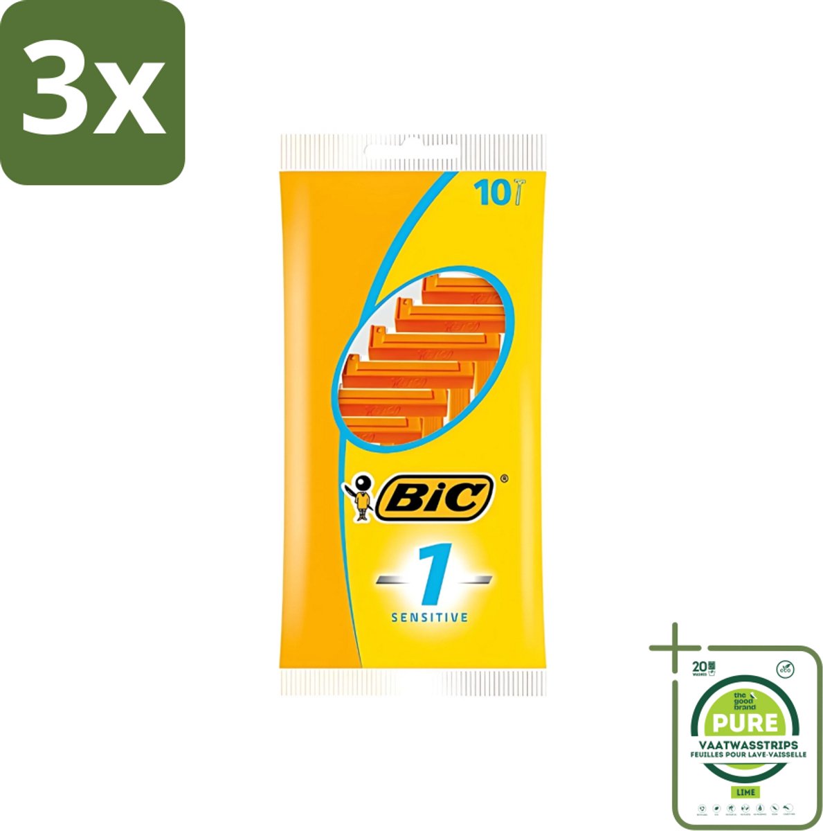 3 x Bic - Scheermesjes - Sensitive - Enkel Mesje - Wegwerpmesjes - 10 Scheermesjes - Grootverpakking - Scheermesje - Wegwerpscheermesje - Gevoelige Huid - Roestvrij Staal - Polymerische Bekleding