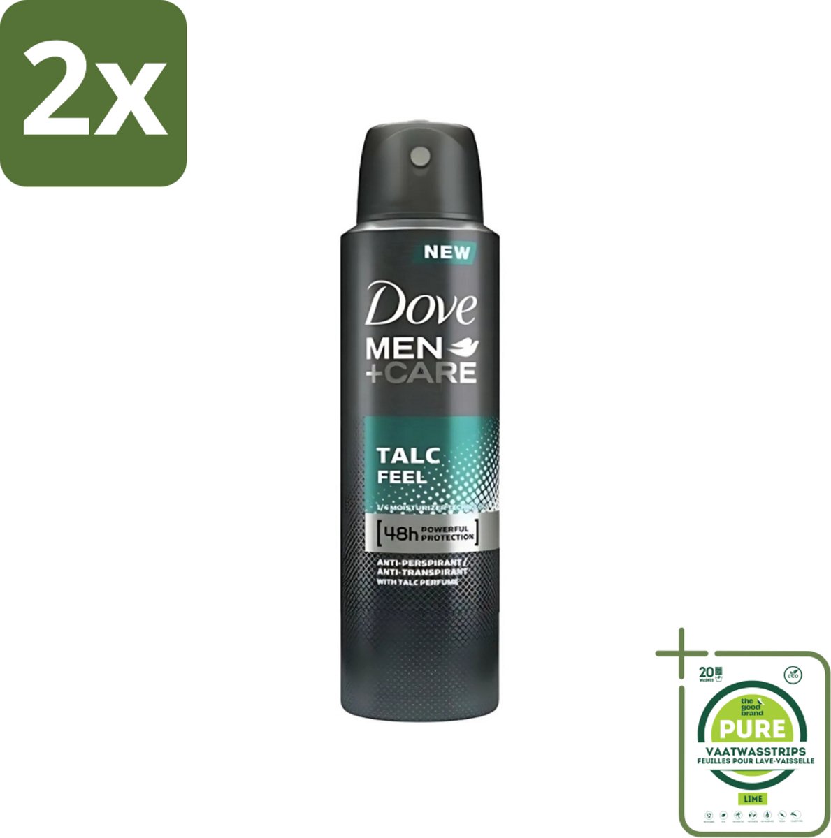 Dove - Deodorant - Men Care Talc Feel - Zachte en verzorgende bescherming - 150 ml - Voordeelverpakking - 2 stuks - Dove Men+Care - Deodorant spray