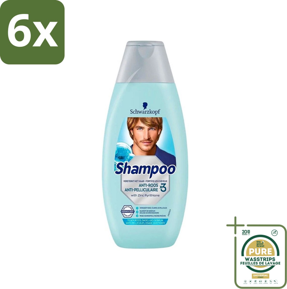 Schwarzkopf - Shampoo Anti-Roos - Tegen Schilfers & Jeuk - 400 ml - Voordeelverpakking - 6 stuks - Jeuk verlichting - Schilfers bestrijding