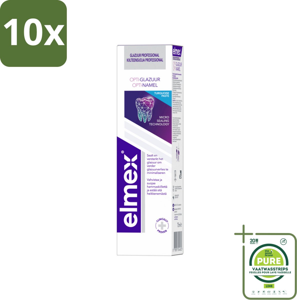 10 x Elmex Tandpasta Glazuur Professional Opti-Glazuur 75 ml - Grootverpakking - Tandpasta - Glazuurbescherming - Tanderosie - Tandenbescherming - Micro Protection