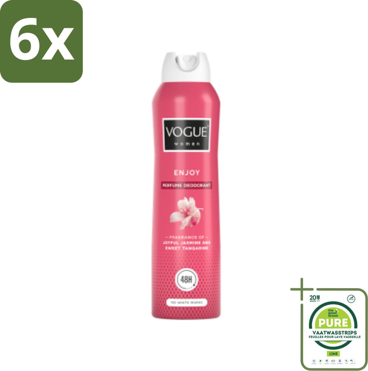 Vogue Enjoy Parfum Deodorant 150 ml - Voordeelverpakking - 6 stuks - Parfum en deodorant - Deodorant spray