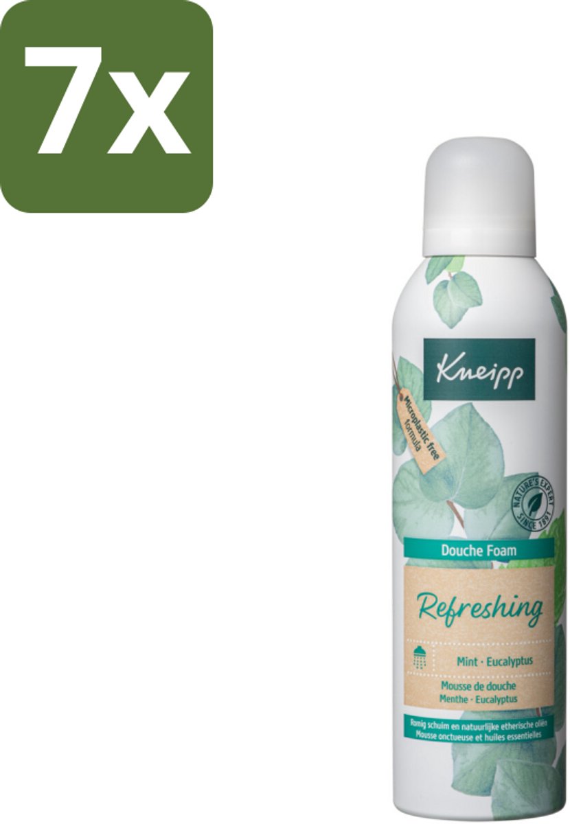 7 x Kneipp Douche Foam Refreshing Mint Eucalyptus 200 ml - Douchefoam Mint Eucalyptus - Natuurlijke Douchefoam - Verfrissende Douche - Vegan Douchefoam - Eucalyptus Douche