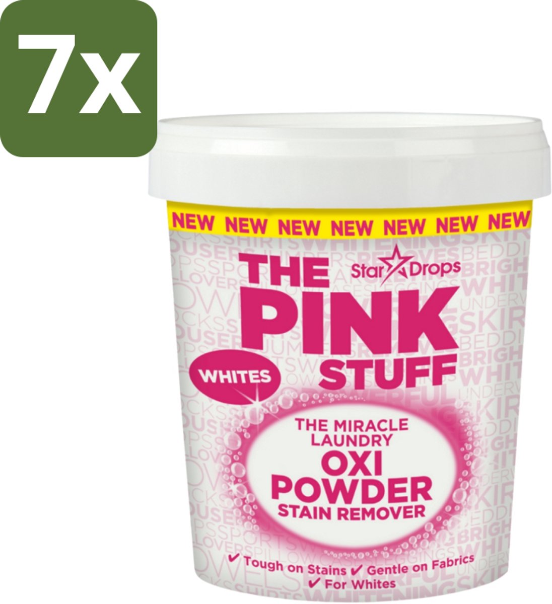 7 x The Pink Stuff - Vlekverwijderaar - Voor Witte Was - 1kg - Vlekverwijderaar - Witte Was - Vlekken Verwijderen - Voorwasmiddel - Wasmiddel