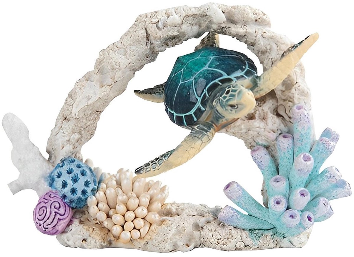 ICE ARMOR 7 "W blauwe zeeschildpad zwemmen rond koraal standbeeld mariene leven decoratie beeldje - ShopVlot