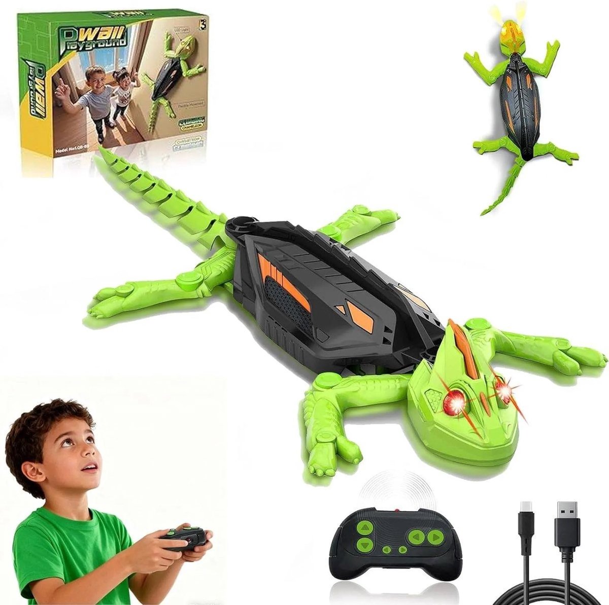 casalora - Bestuurbare RC Auto - Robot Speelgoed Binnen - Muurklimmende Gekko - Bestuurbaar Dino Car - Afstandbestuurbaar Dinosaurus Speelgoed voor Jongens & Meisjes - Kinderspeelgoed 3tot10 + Jaar - Kinder Peuter Spellen Cadeau Kind