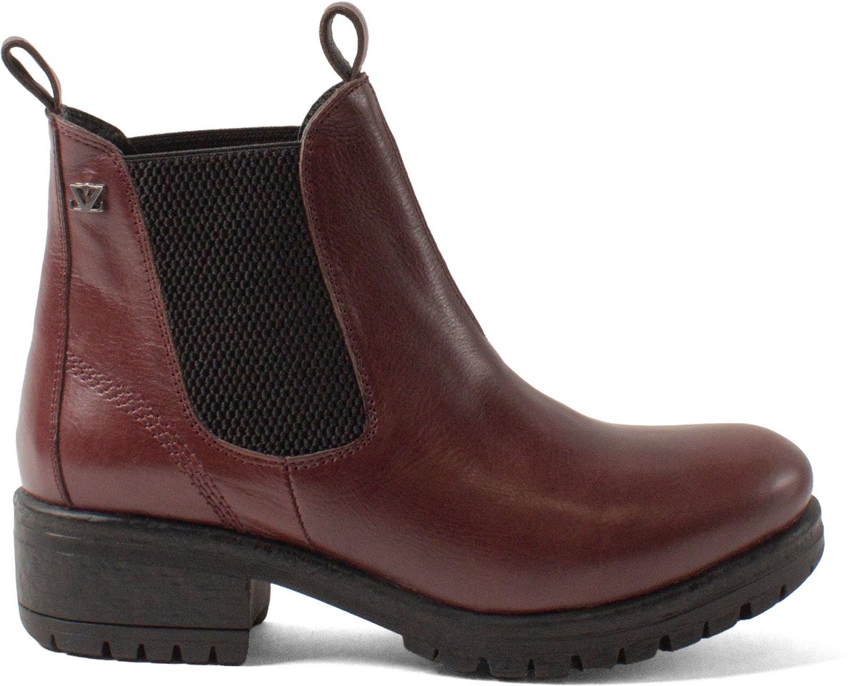 Lazamani - Lia Dames Chelsea Boots Leer Burgundy - Maat 40