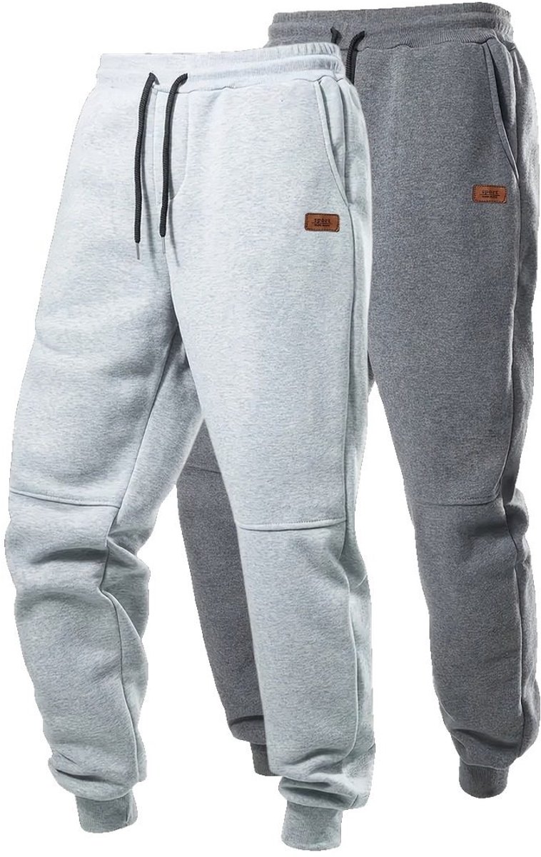 Currero Warme Broek Heren Thermo Fleece Winterbroek Joggingbroek Sweatpants Donkergrijs + Lichtgrijs Donkergrijs/lichtgrijs