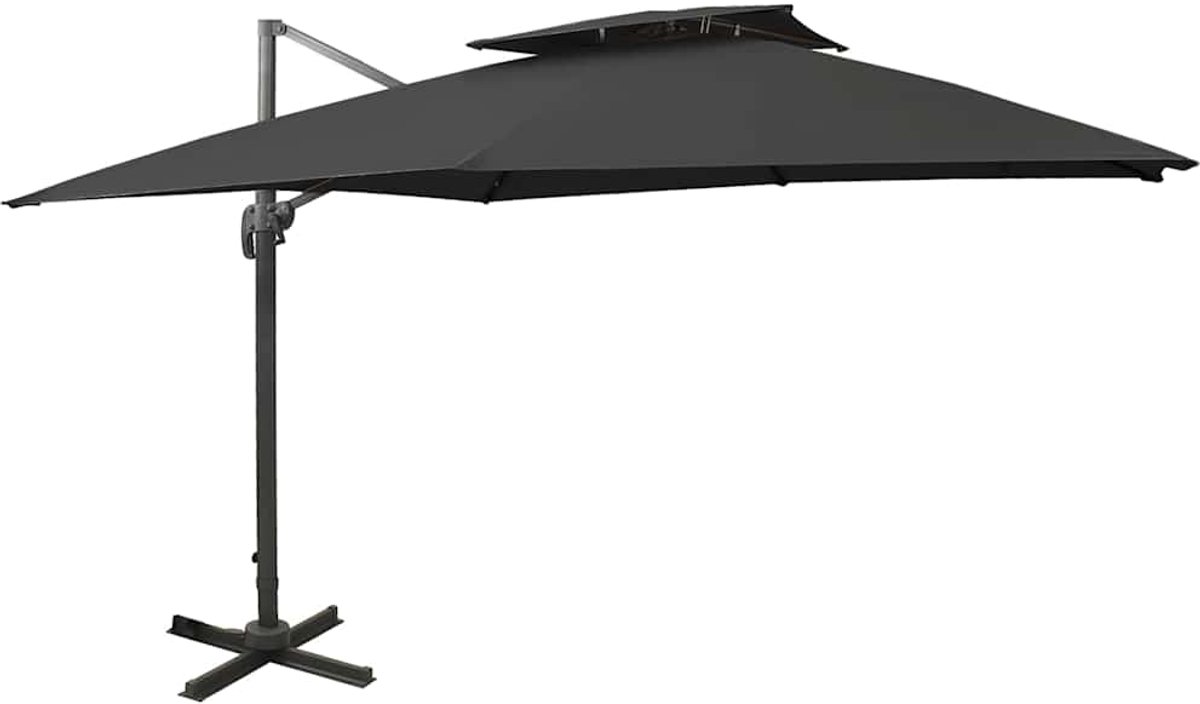 vidaXL Zweefparasol met dubbel dak 300x300 cm zwart