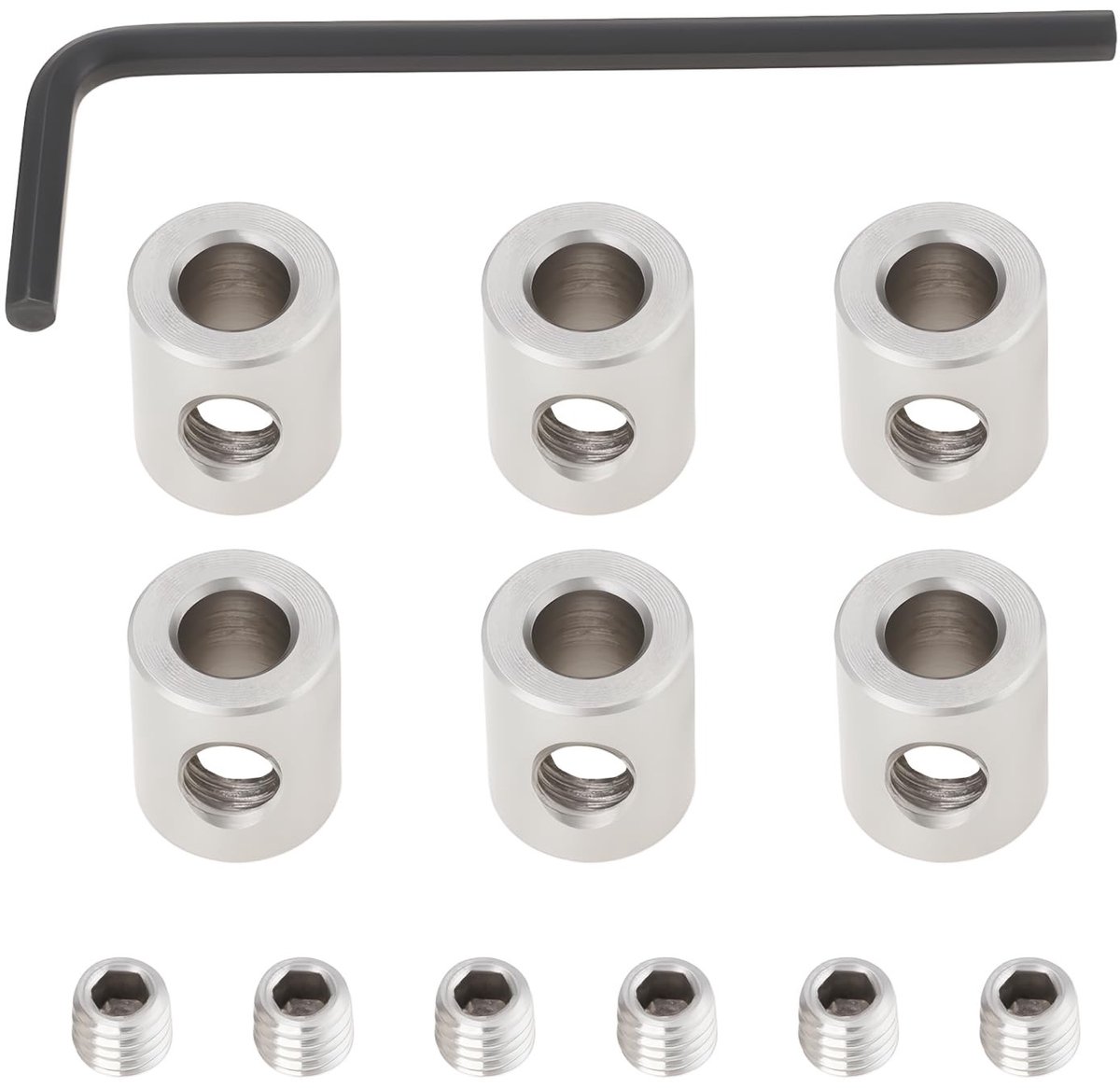 Elzusha - Set van 6 RVS Kabelklemmen met Sleutel voor 4mm Kabel