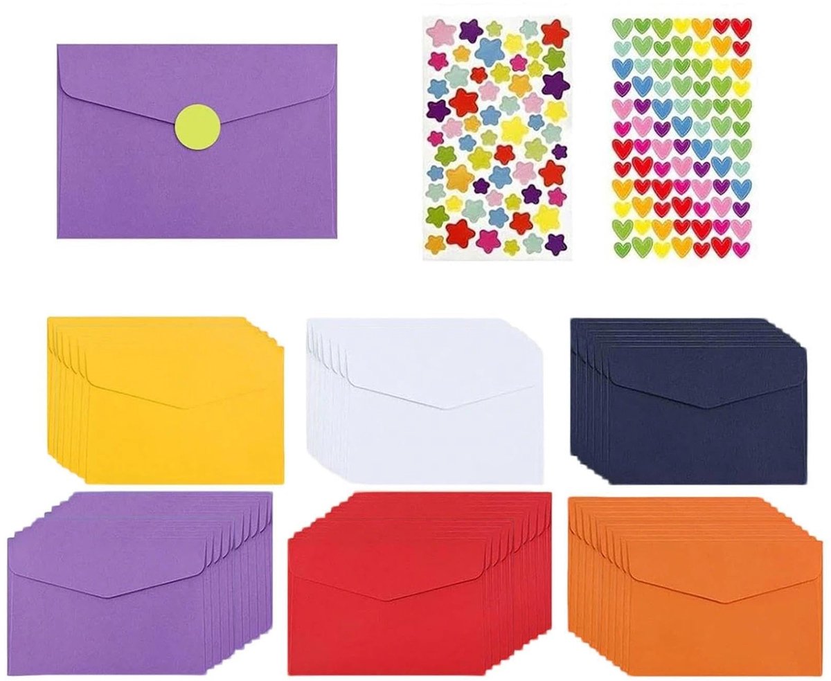 Elzusha - Set van 60 Kleurrijke Mini Enveloppen met Stickers