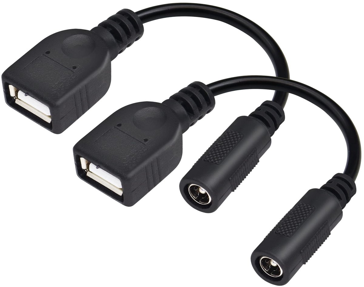 Elzusha - USB naar DC Voedingskabel, 5V DC Femalekabel (2-Pack)
