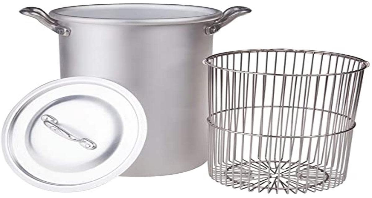 Pentole Agnelli Familie Koken Aluminium Asparago Pot met Mand en Deksel, 16 cm. Hoogte, Zilver - ShopVlot