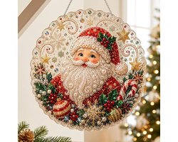 DIY Diamantschilderset - 5D Diamond Painting set - Kerstman - met Parels en Ophangketting - DIY Knutselpakket Volwassenen - Eenvoudig Voor Beginners - 20x20CM - Complete Alles-in-één Set - Wanddecoratie en cadeau - kerst decoratie/Kerstcadeaus