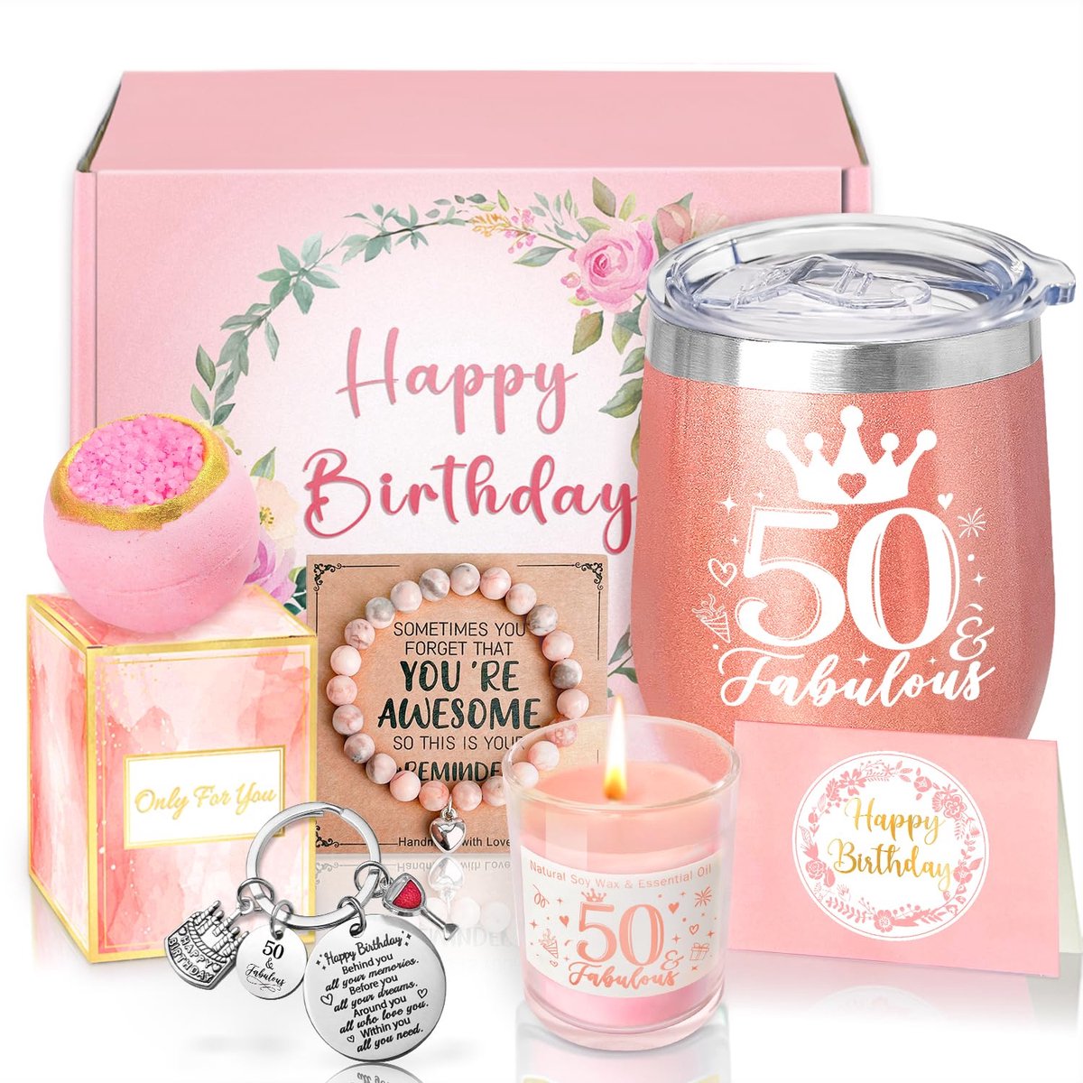 Sheinly 50e Verjaardagscadeaus voor Vrouwen, Gelukkige 50e Verjaardag Mand Geschenken Doos voor Beste Vrienden - ShopVlot