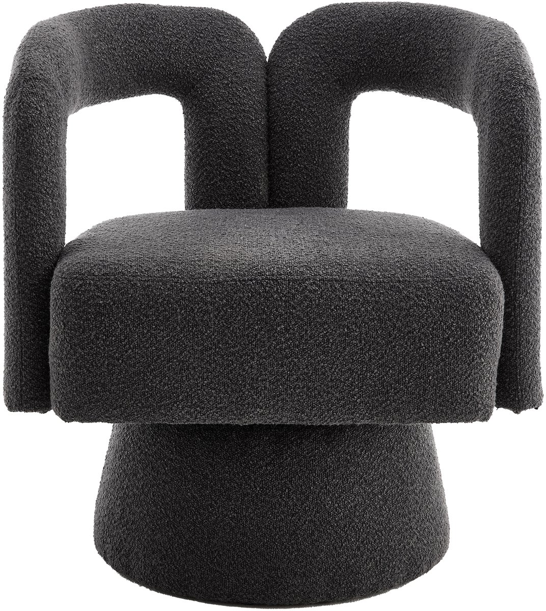 MUVANO 360 graden draaibare fauteuil - donkergrijze bouclé accentstoel - comfortabele zitting - 67x55x74cm - draaibaar - voor woonkamer donkergrijs