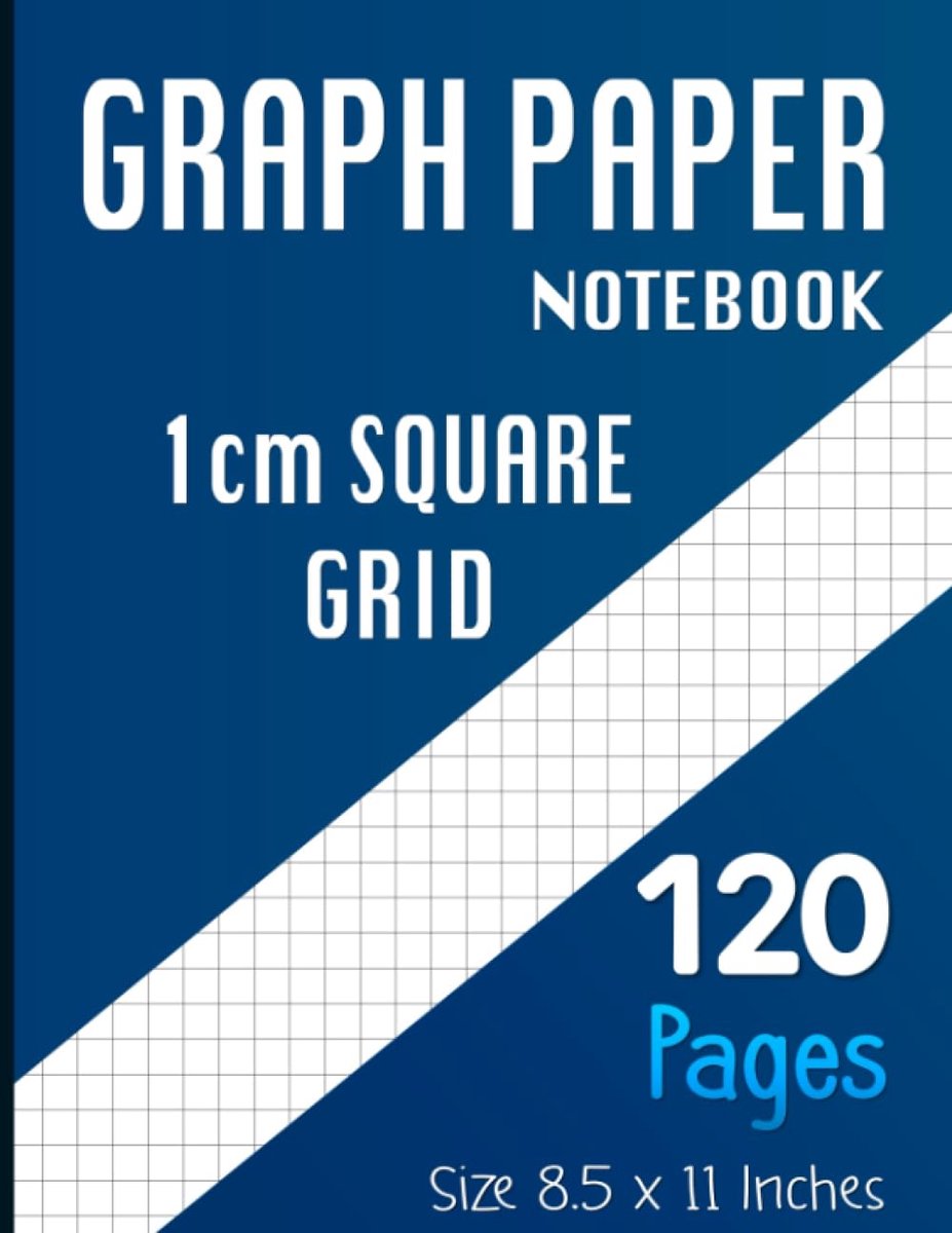 GRAPH PAPER NOTEBOOK 1 CM SQUARE GRID: 1 Square/centimeter. Gray squares Large Size 8.5x11 Inches, 120 Pages. Graph - ShopVlot