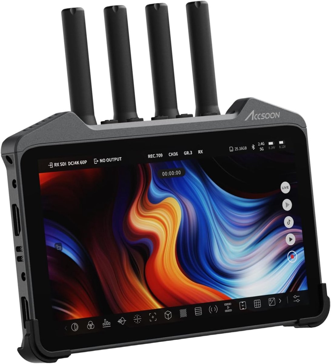 Professionele 4K60 7" Touch Screen Camera Monitor - Draadloze HDMI/SDI Monitor met Dual Band, 1000 Nit Helderheid en LUT Box voor Live Streaming