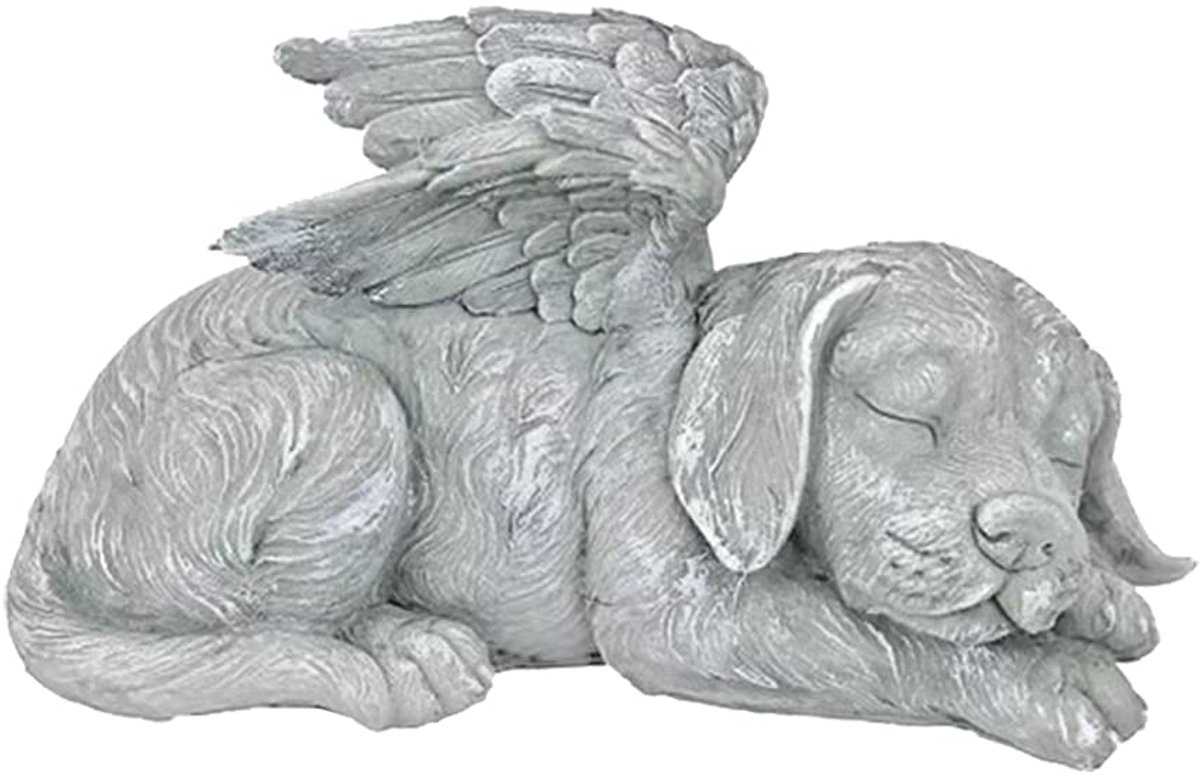 QTTVBTNA -Huisdierbeeld - Honden Gedenkteken - Tuinbeeld - Hond, 12×6×5,5 cm, hars, grijze steenlook - Weerbestendig, vervormt niet - Voor binnen en buiten - Als memorial stone of decoratie - Cadeau voor huisdiereigenaren
