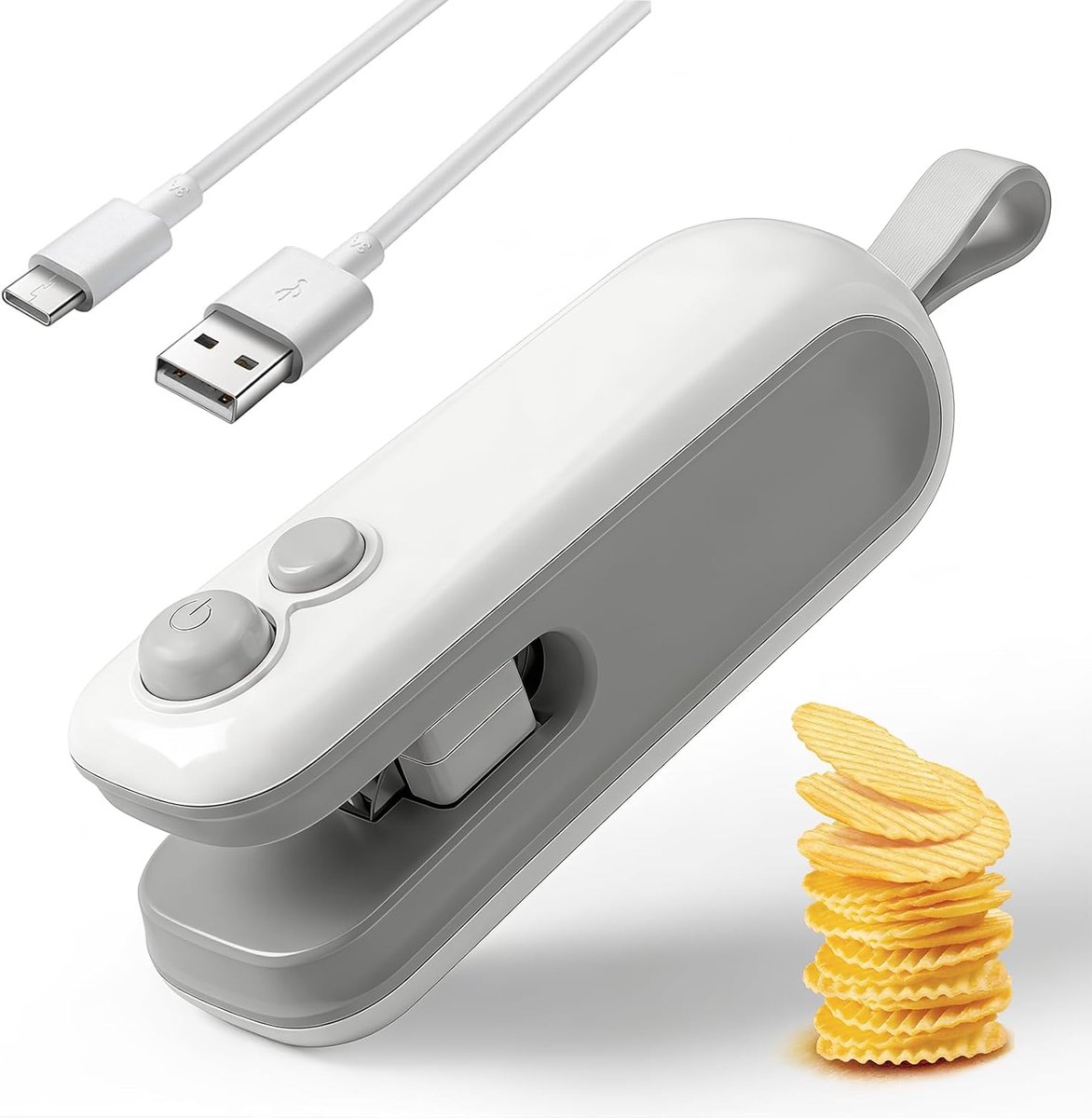 Mini folielasapparaat met cutter, 2-in-1 draagbare oplaadbare zak-sealer met magnetische voet, handbediend hittesealapparaat voor plastic zakken en chips, keukengadget voor voedselopslag