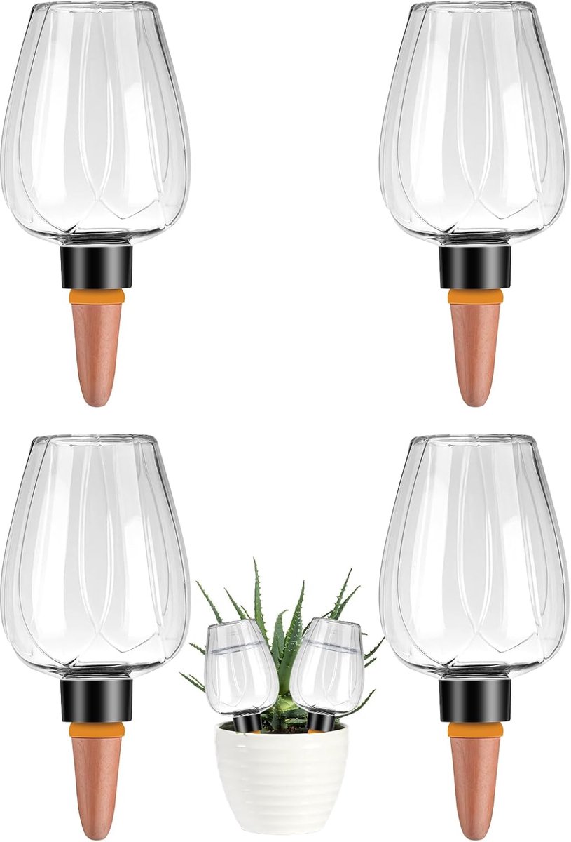 Zelfwaterende Plantbol Set 4 Stuks - Plastic Vulwaterapparaat Voor Planten - Langzame Waterafgifte - Geschikt Voor Terracotta Potten - Transparant