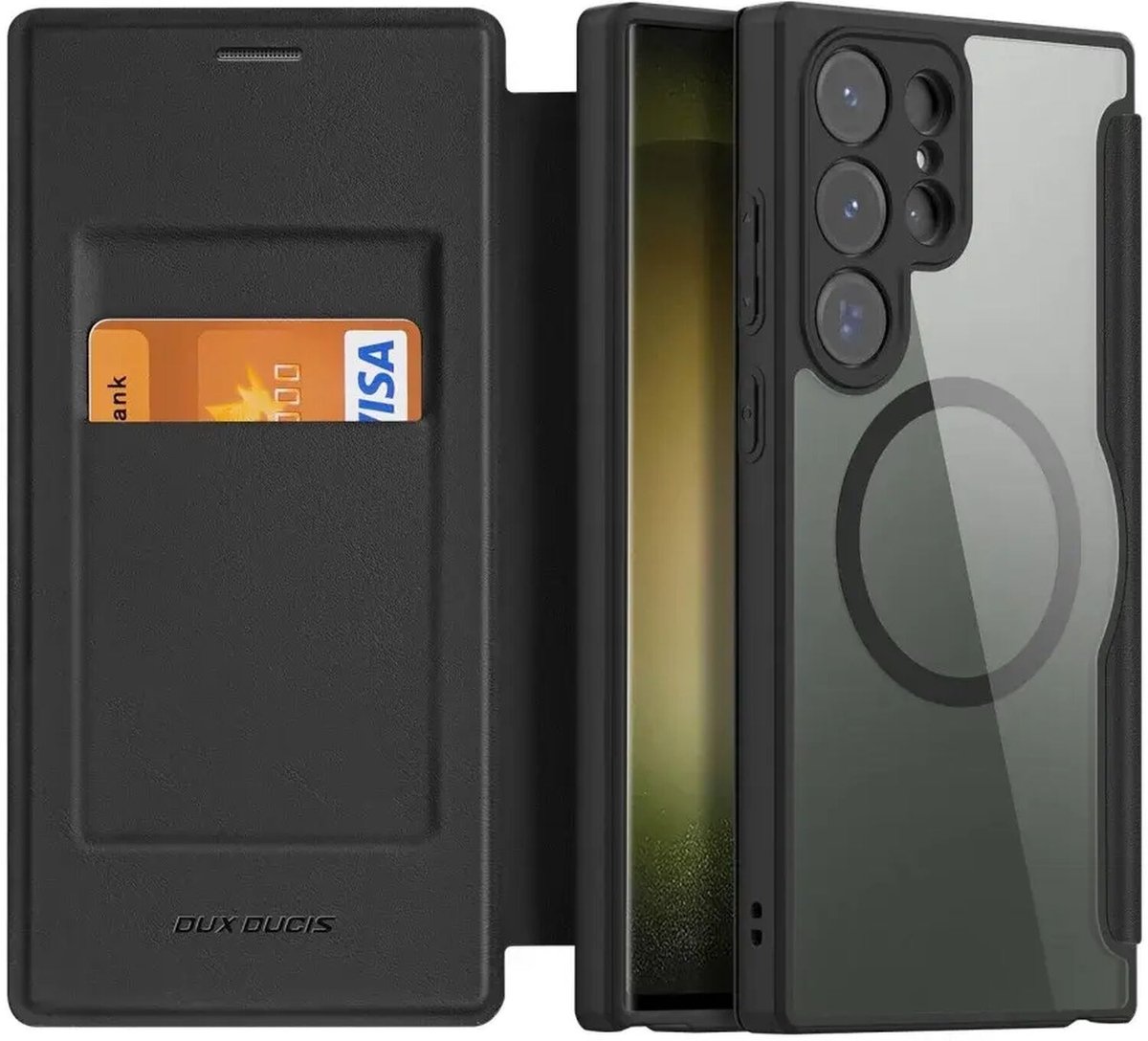 Dux Ducis - Telefoonhoesje geschikt voor Samsung Galaxy S23 Ultra - Skin X Pro Book Case Series - Zwart