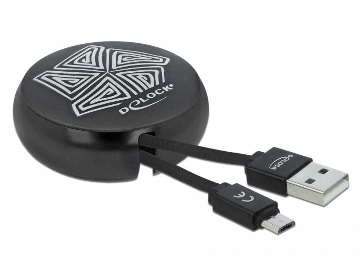 Delock USB Retractable Cable Type-A to Micro-B black