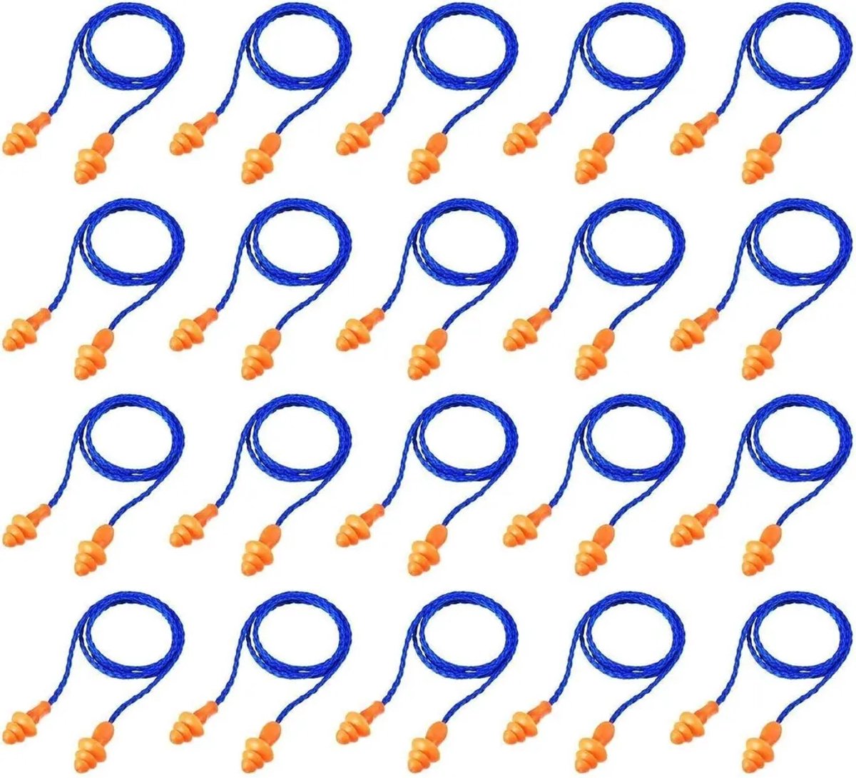 20 paar siliconen oordopjes - zacht en comfortabel, geschikt om mee te slapen, voor ruisonderdrukking, oordopjes met snoer
