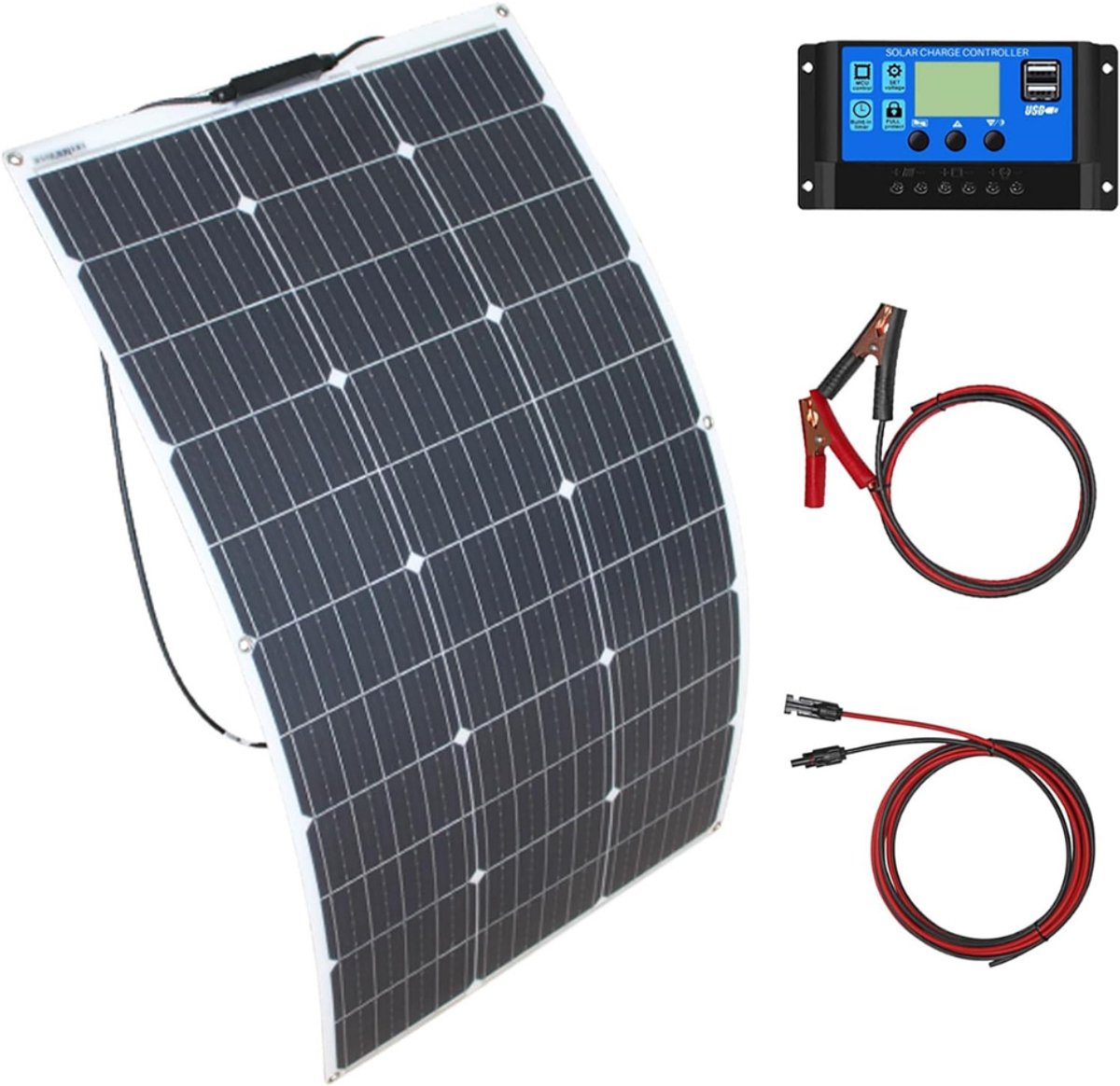 CLVP® Zonnepanelen Compleet Pakket - Zonnepaneel met Stekker - Plat Dak - 100 WATT