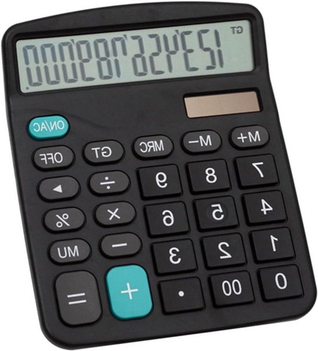 Zonne-energie Kantoorrekenmachine met Dubbele Stroomvoorziening - 12 Cijferig - Bureau Calculator met Zonnepaneel