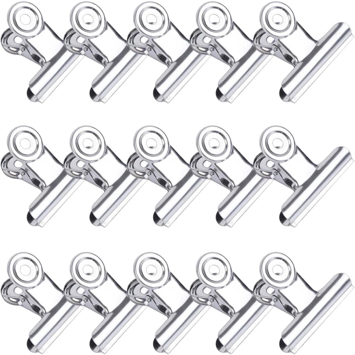 Stalen Paperclips, 22 mm Paperweight, 50 Stuks, Zilver Verchroomde Bulldog Clips voor Kantoor en Thuisgebruik