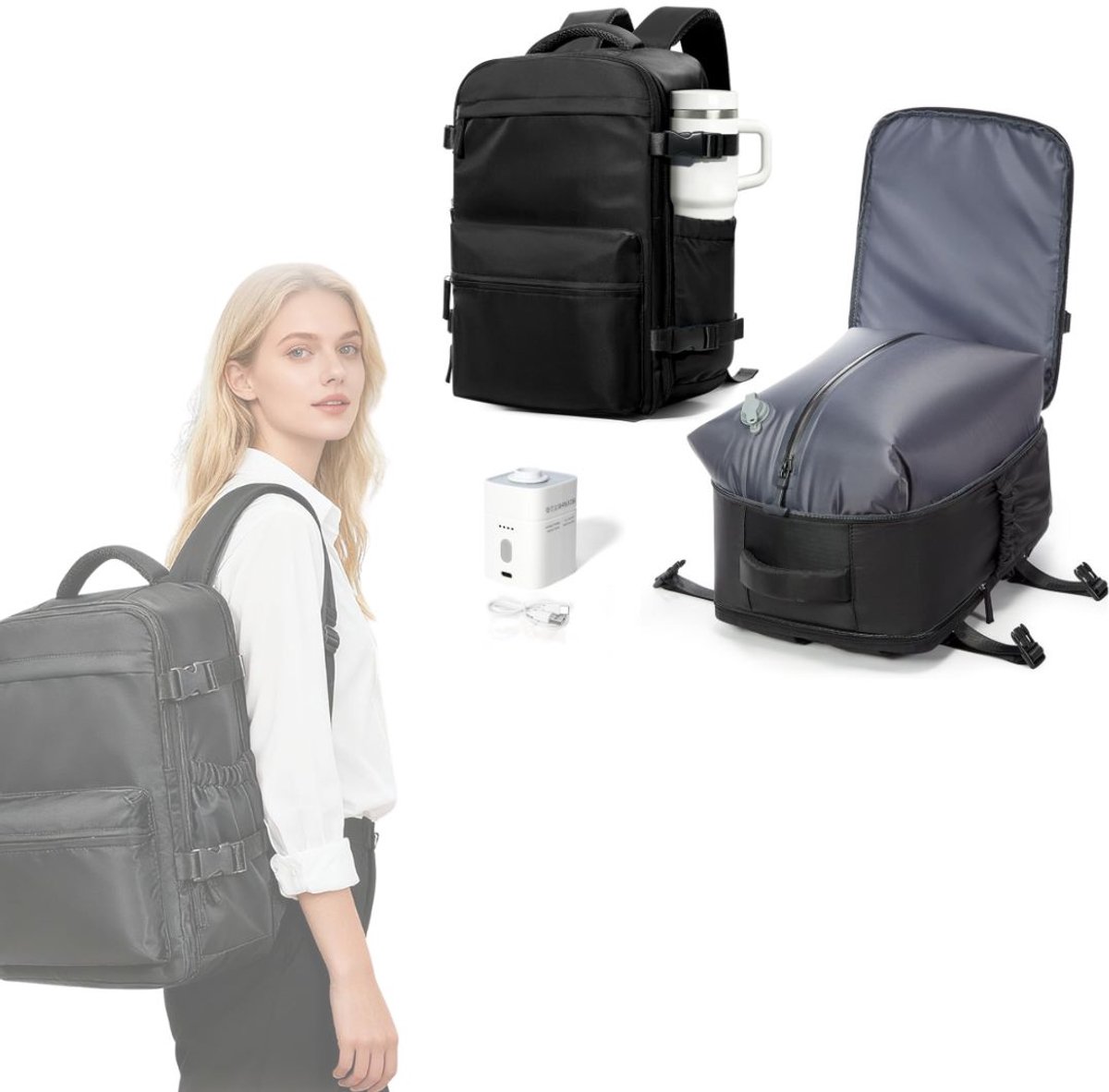 CLGP® Vacuum Rugzak - Vacuum Rugzak Handbagage - Vacuumrugzak - Zwart