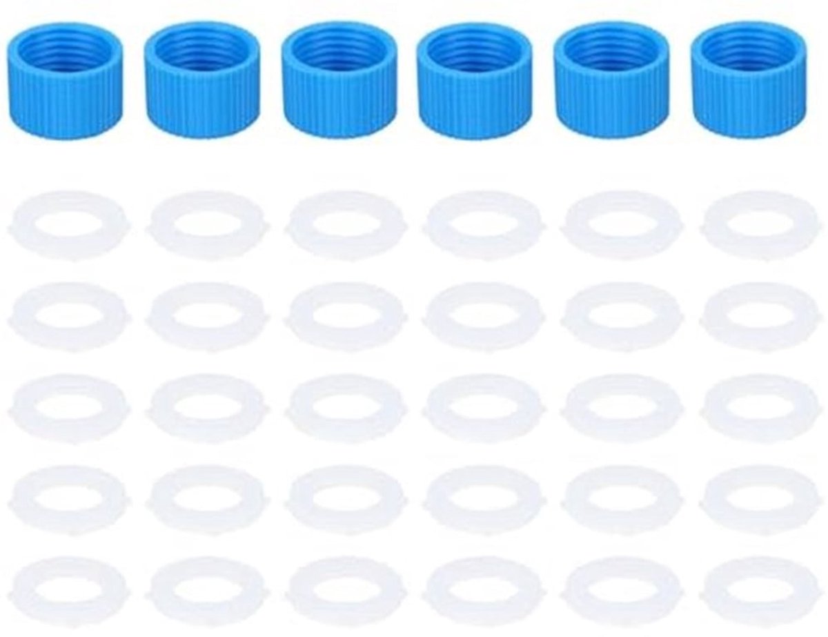 6-delige Waterfilter Koppeling Kit - Waterfiltratie met 30 Sealing Gaskets - Geschikt voor Sawyer Squeeze en Standaard Plastic Flessen