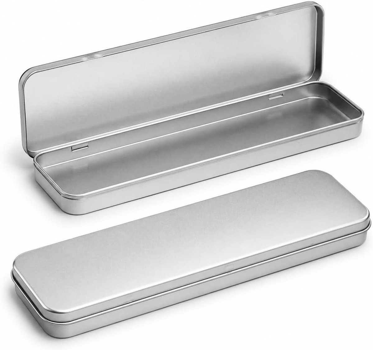 Draagbare metalen bestekbox voor camping en picknick, opbergdoos met deksel, 2 stuks, 205 x 65 x 23 mm, ideaal voor outdoor en eetstokjes