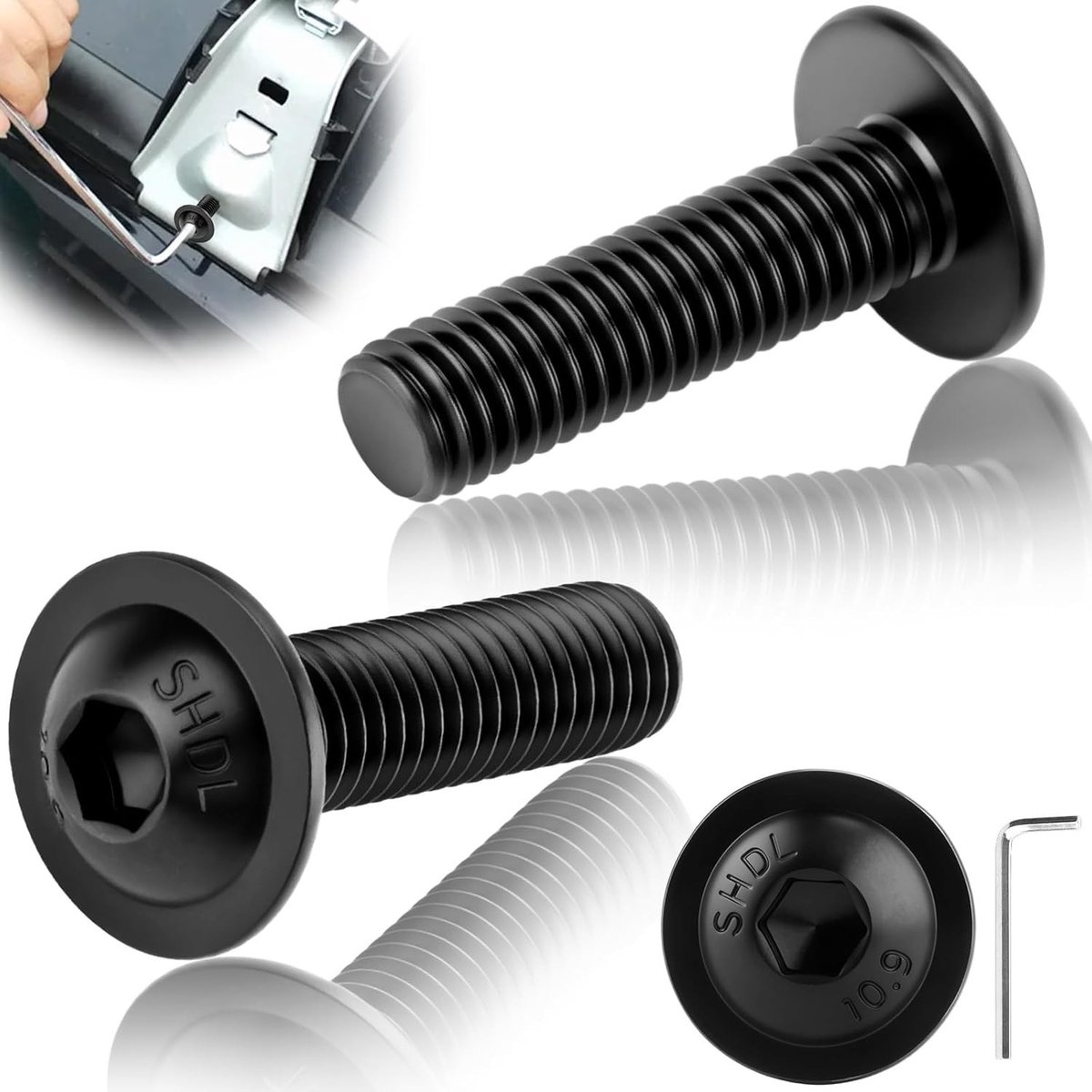 40 Stuks M6x40mm Zwarte Flensboutjes met Inbuskop voor Tafelpoten en Constructieprojecten