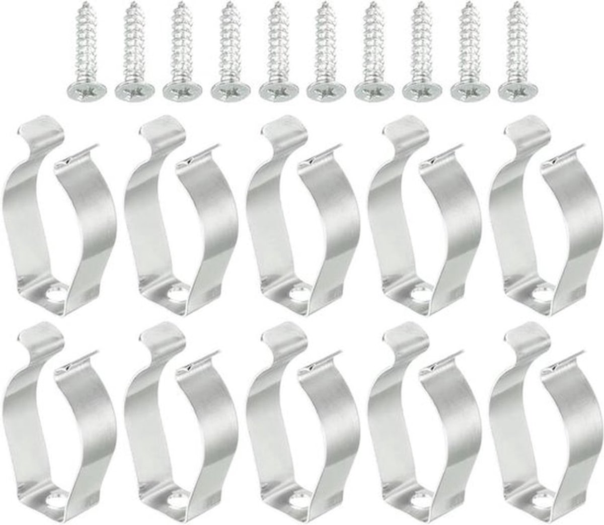 Houder voor LED Lampen - Beugel Hanger - U Vorm Klemmen - Geschikt voor Fluorescerende Buis - Schroeven - Plafondlamp - Staal Pack van 10.