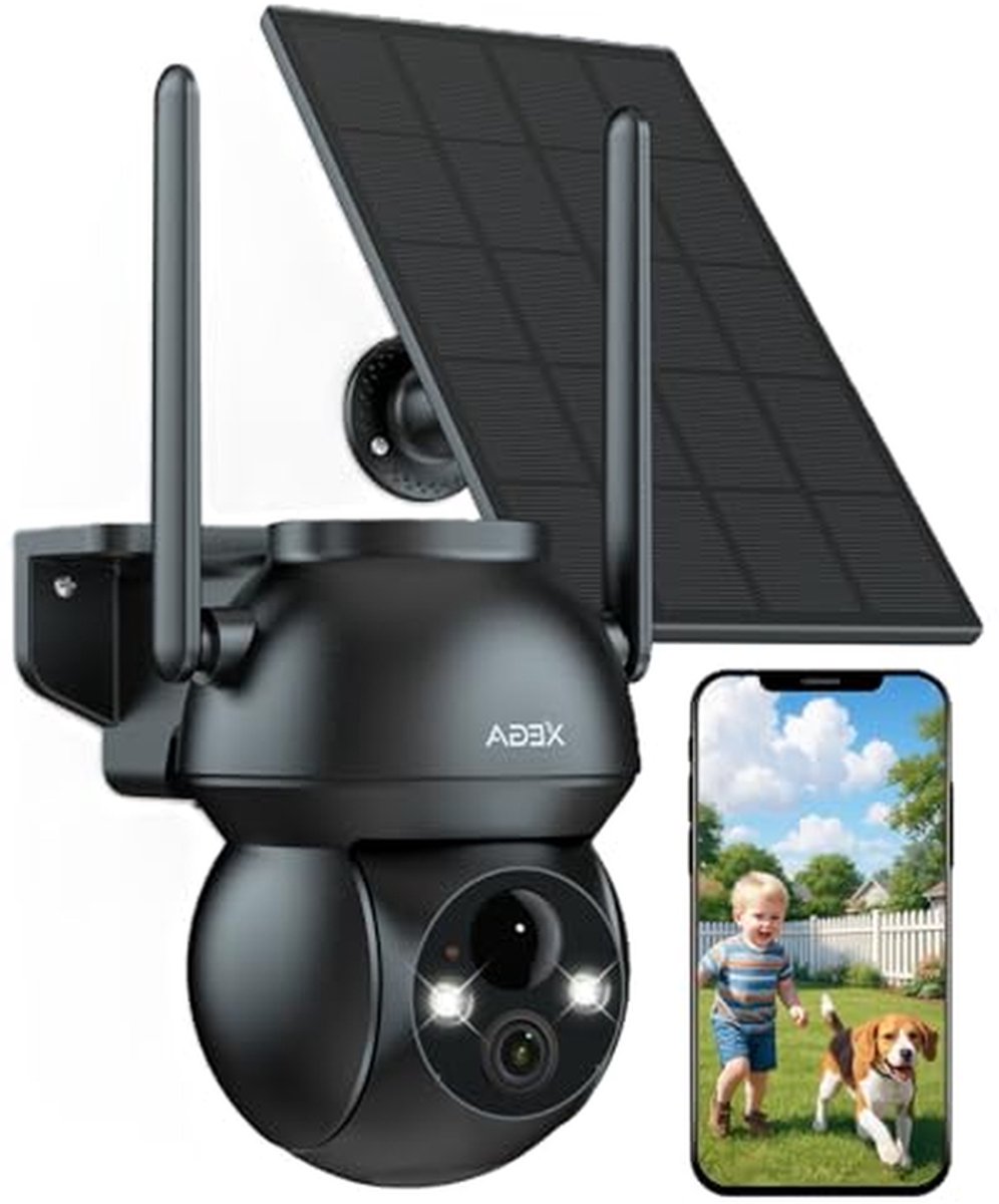 Zonne-energie Camera - Draadloze Beveiliging - Huisbewaking Buiten - 360 Graden PTZ - 2K Resolutie - Wit