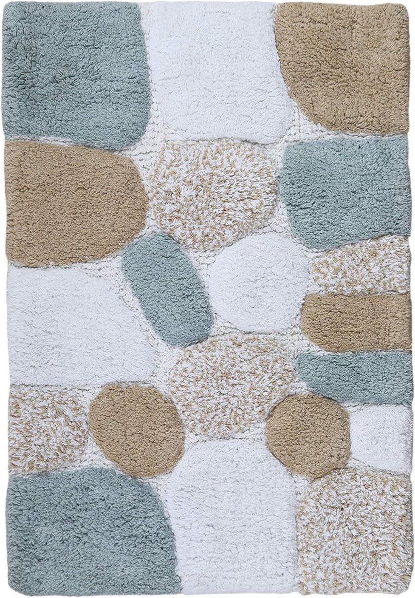 Katoenen Badmat - Badkamer Loper - Vocht Absorberen - Anti-slip Achterkant - 53x81 cm - Grijs Beige