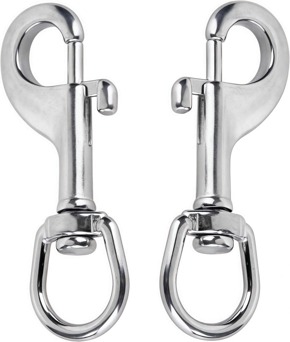 2x Musketon haak - Musketonhaak - Clip - Karabijnhaak - Karabijner - Carabiner - RVS - 6 cm - Jonyx