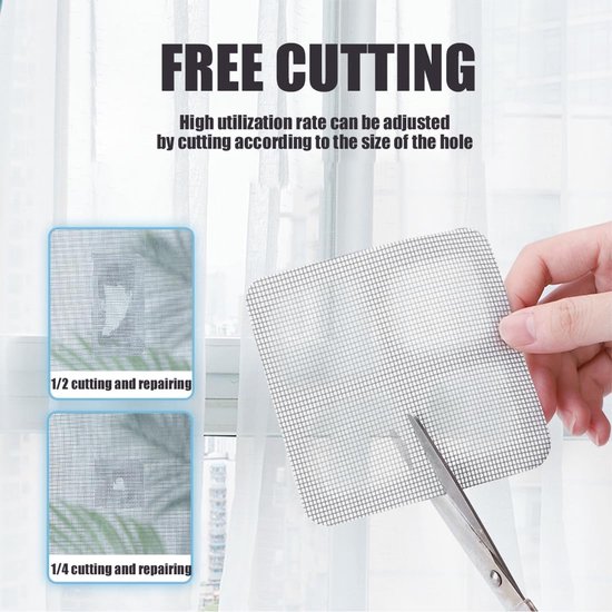 Vliegengaas Reparatie - Reparatietape Gaas - Muggen Buiten Houden - Glasvezel Materiaal - 10 stuks - Grijs — afbeelding 2