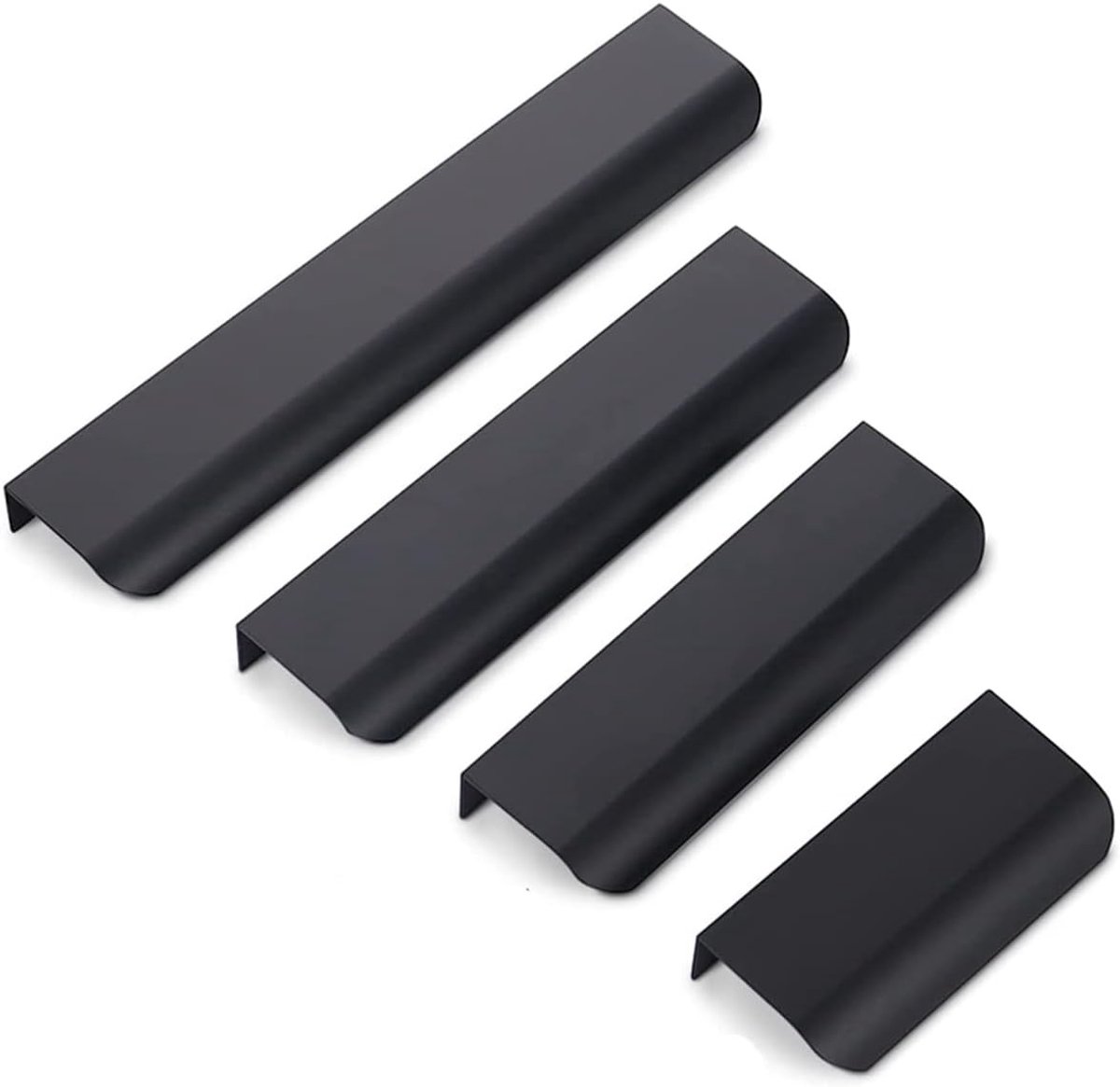 10 Stuks 160 mm Keukenhandgrepen voor Verborgen Deuren, Aluminium Profiel Handgrepen, Ideaal voor Keukenmeubels en Kastdeuren, Zwart