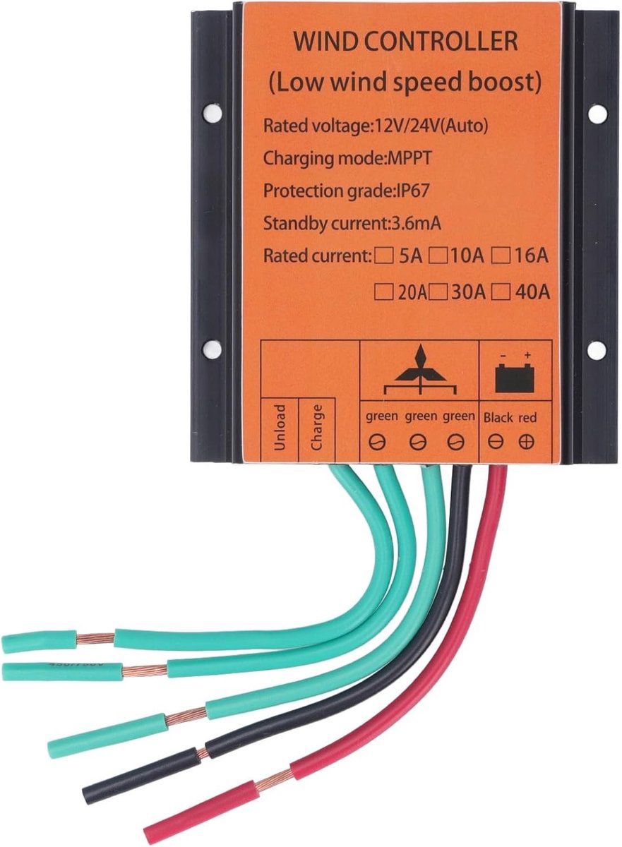 Windturbine Oplader Controller IP67 Waterdicht voor 12V 24V Batterijen - PWM Ontlaadfunctie en Efficiënte Energieoplossing