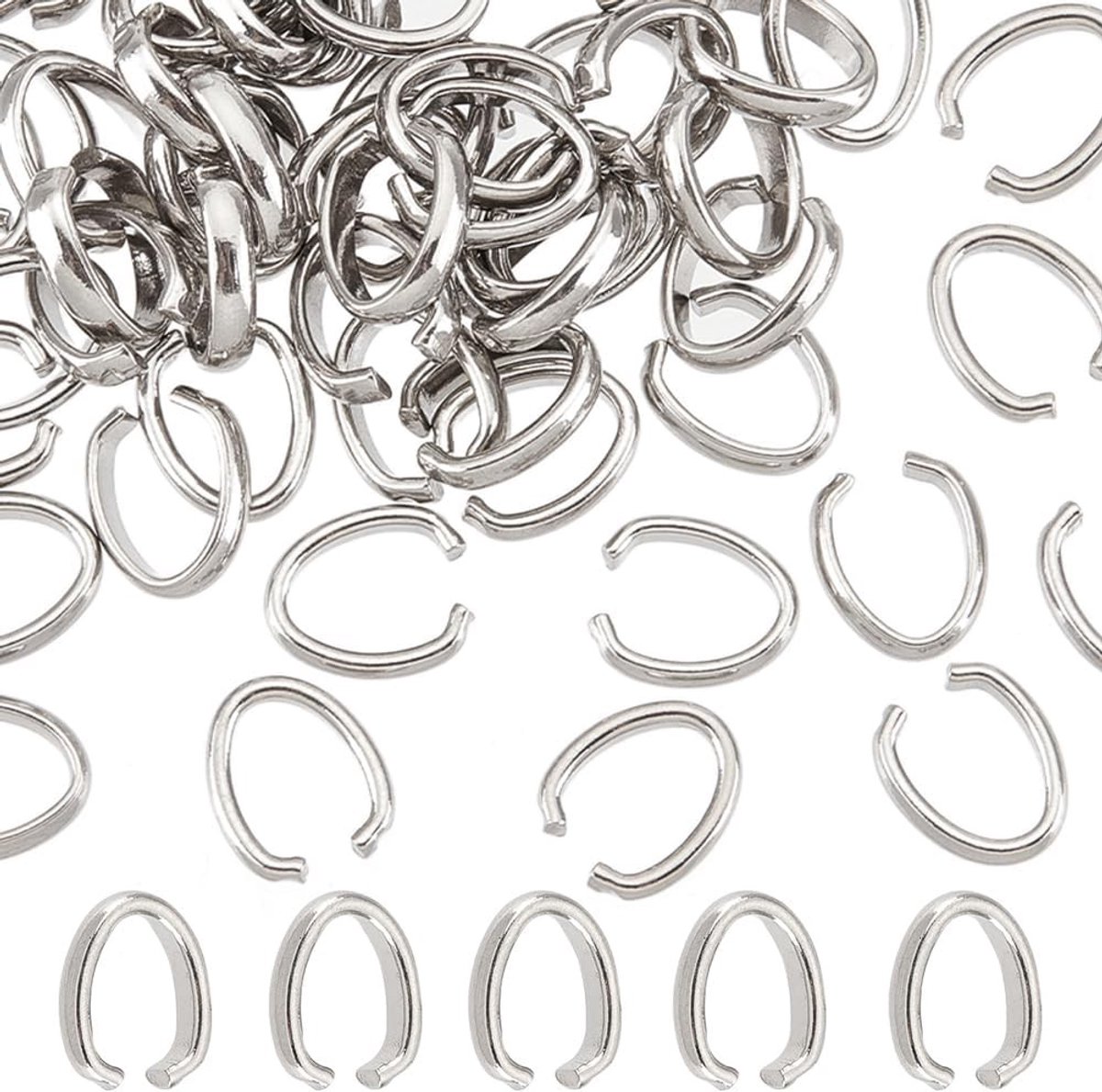 100 Stuks Open Jump Rings - Ovale Ringen van 304 RVS voor Sieraden Maken, DIY Projecten en Creatieve Accessoires