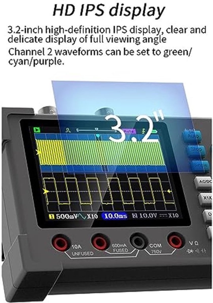 Oscilloscoop DSO3D12 - 3-in-1 - 120 MHz - Dual-Channel - 3.2 Inch IPS Display
