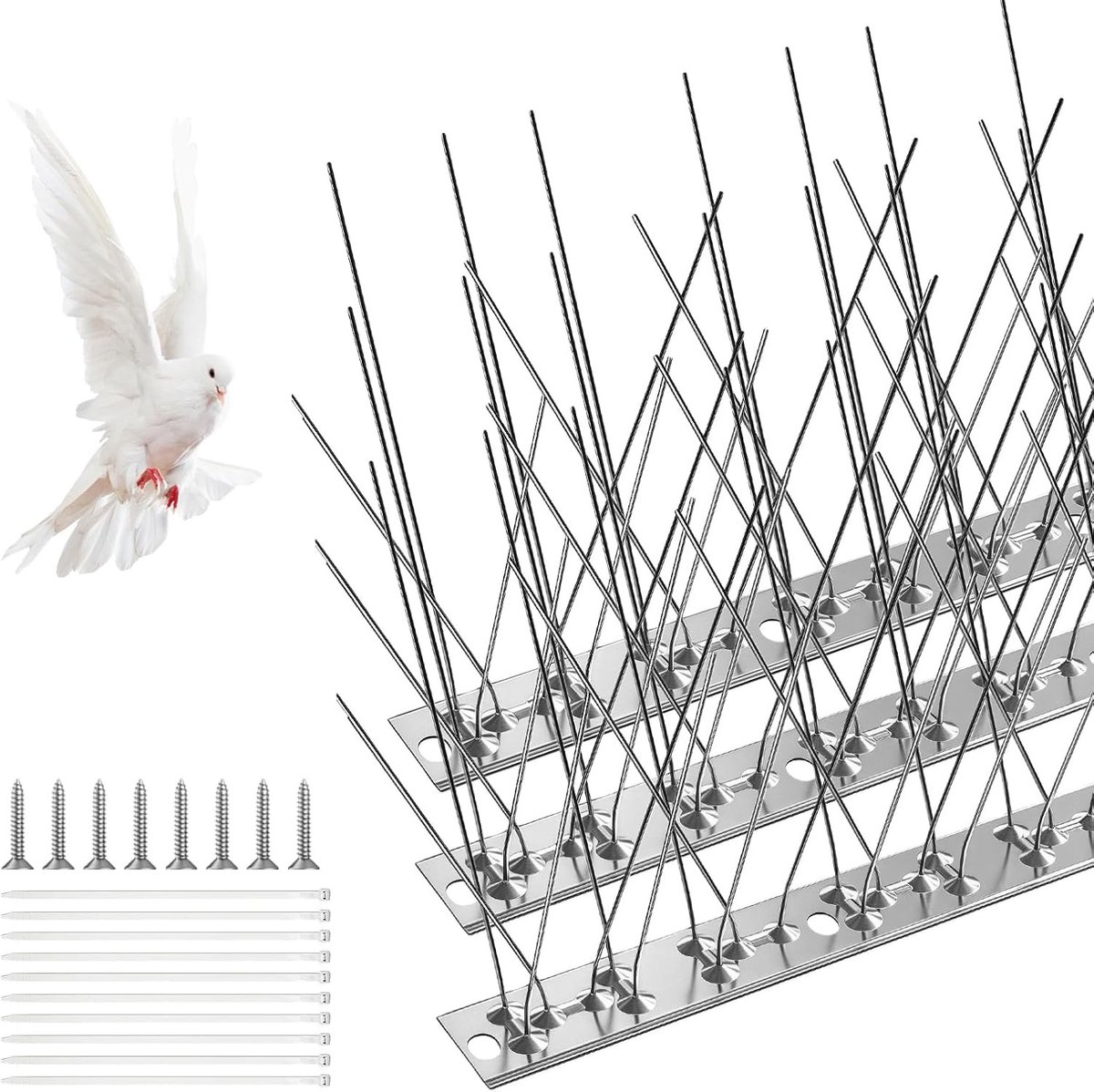 Effectieve vogelwering met 3 sets vogelspikes van 25 cm voor dak en gevelbescherming