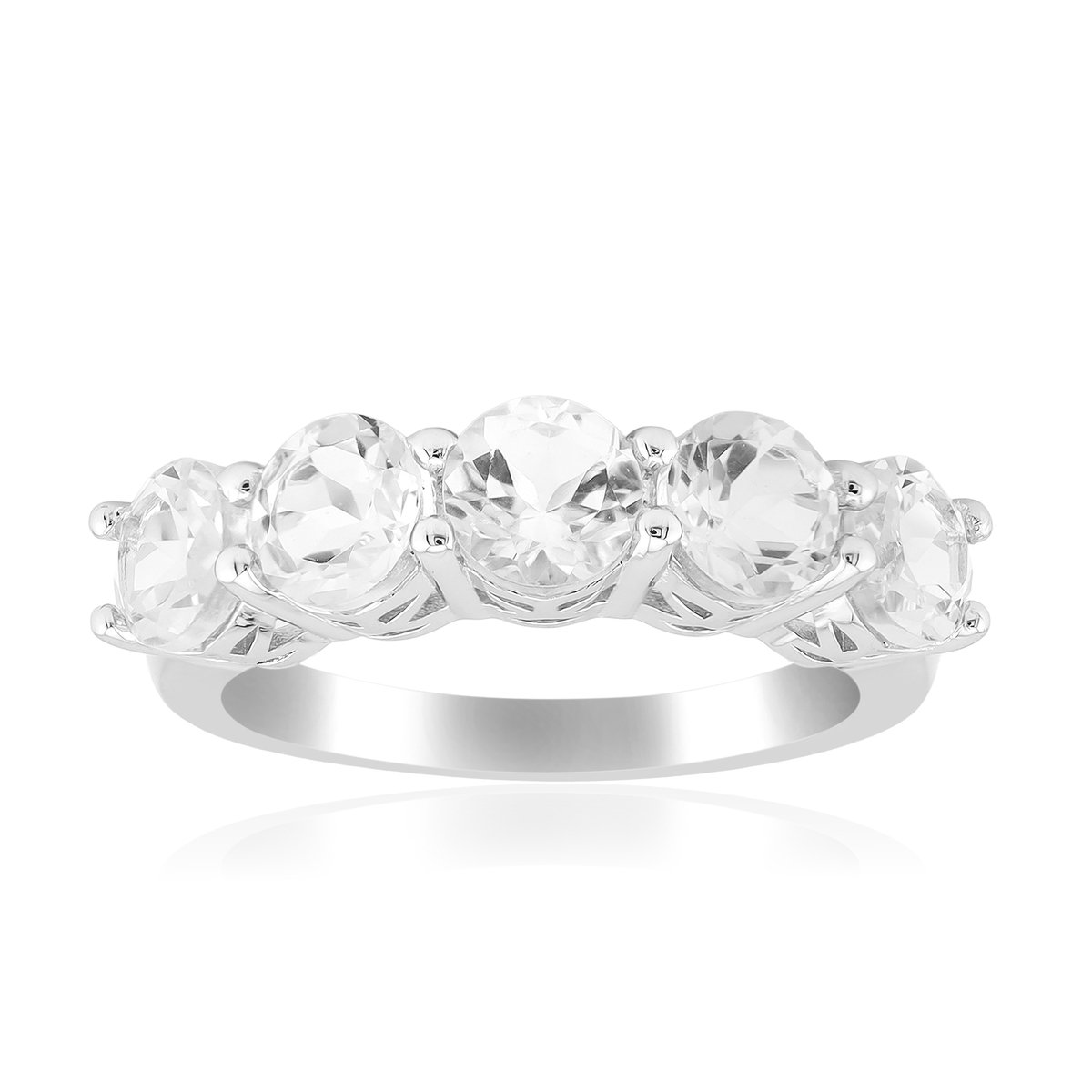 Cavill - Zilveren Ring 925 Sterling Zilver Gerhodineerd - Witte Topaas 2,8 ct Rond Facet - Elegante Dames Ring - Duurzaam & Krasbestendig