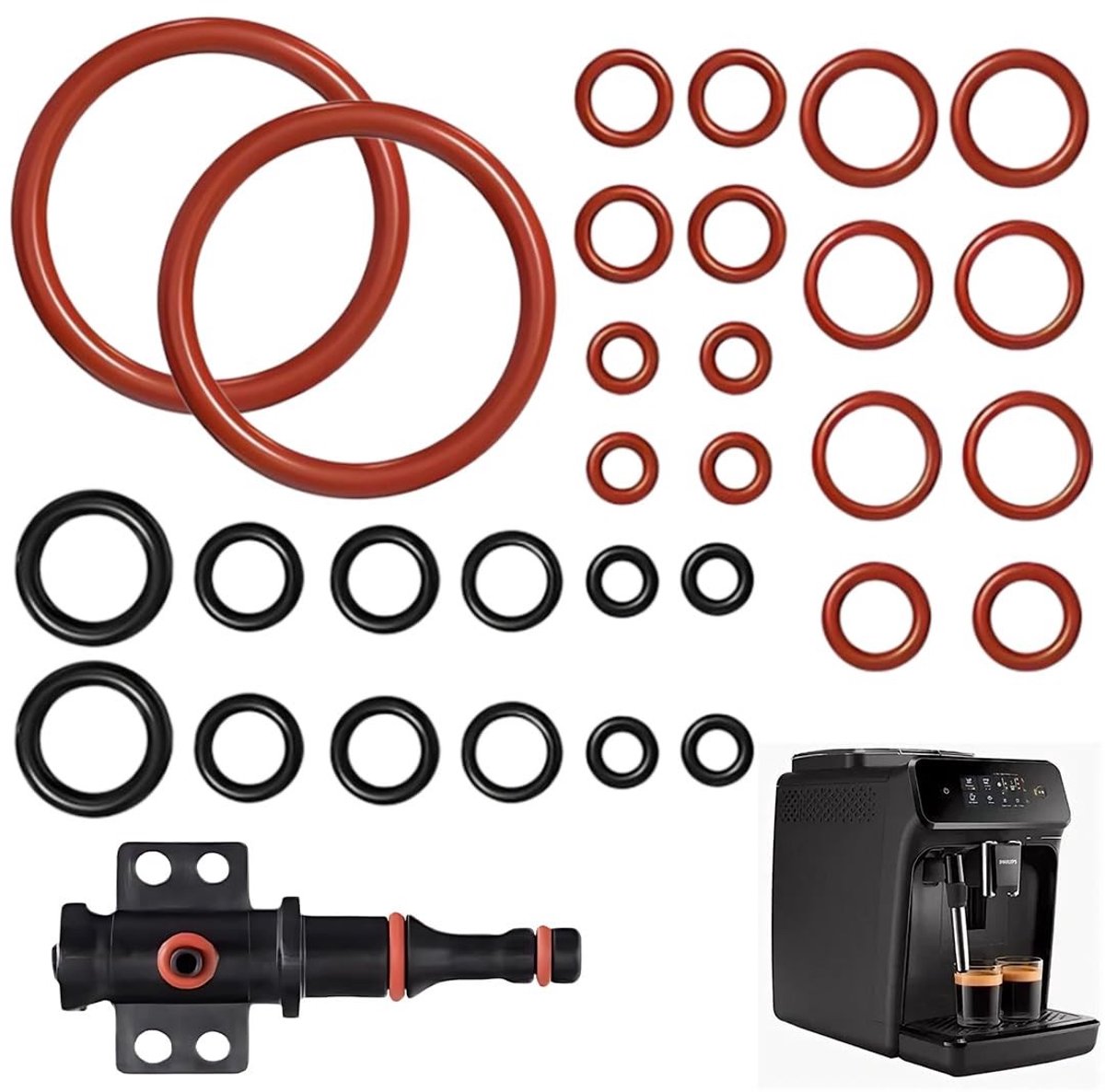 Set van 30 O-ringen van silicone voor koffiezetapparaten, geschikt voor stoomklep, uitlaatklep en brouwgroep
